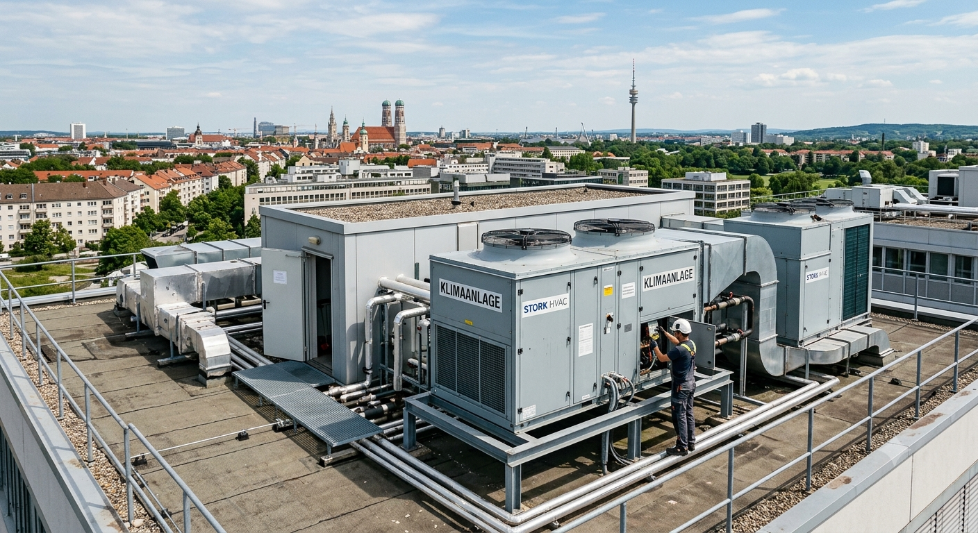 Klimaanlage auf einem Dach in der Stadt