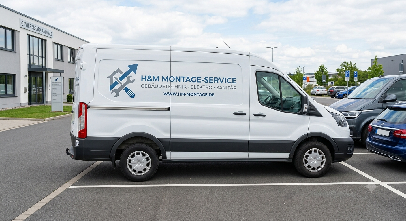 Servicetechniker Montagefahrzeug vor Einsatz